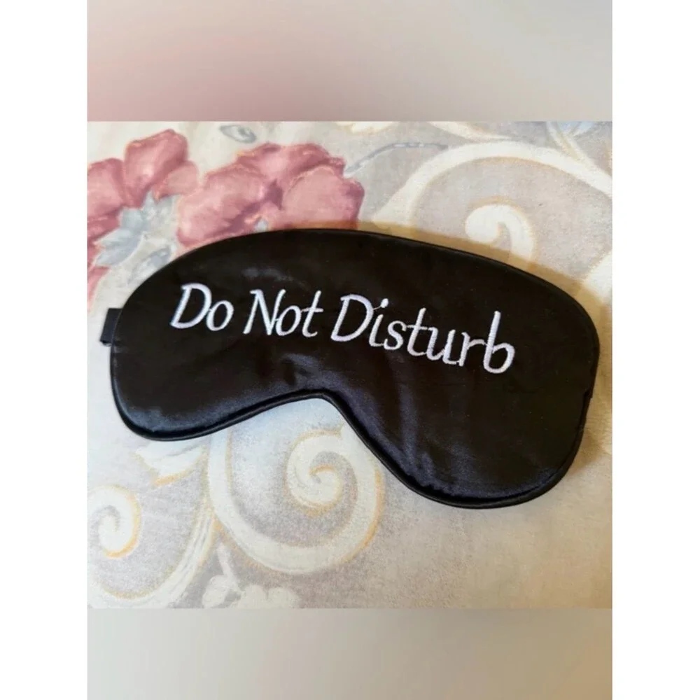 “Do Not Disturb” Satin Sleep Eye Mask – Black